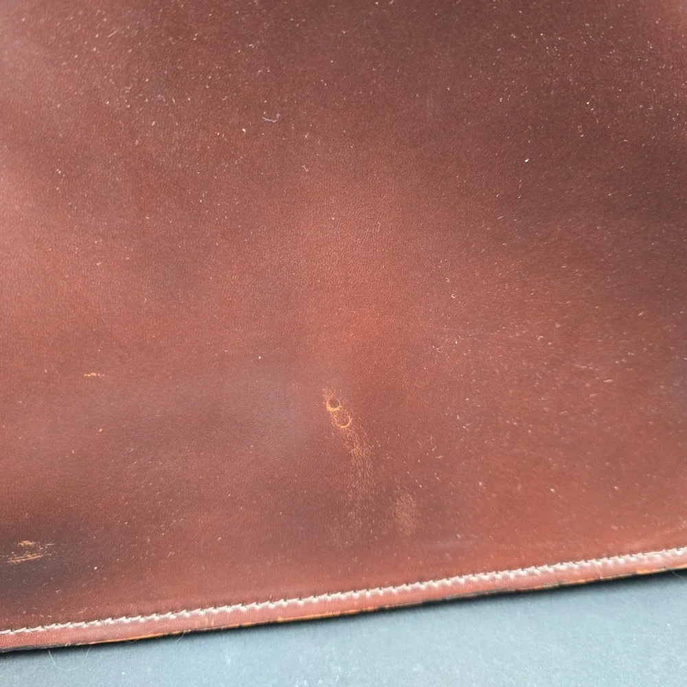 Vintage Brown Leather Briefcase Slim Laptop Bag Messenger with Shoulder Strap